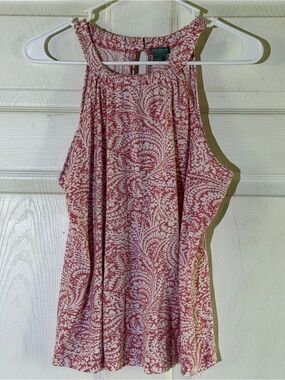 Ann Taylor Pink and White Printed Halter Camisole